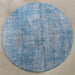 RUG430 - 7'7 Round Blue And Taupe Power Loomed Rug 