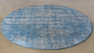 RUG430 - 7'7 Round Blue And Taupe Power Loomed Rug 