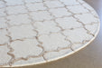 RUG433 - 7'6 Round Ivory And Beige Geometric Rug