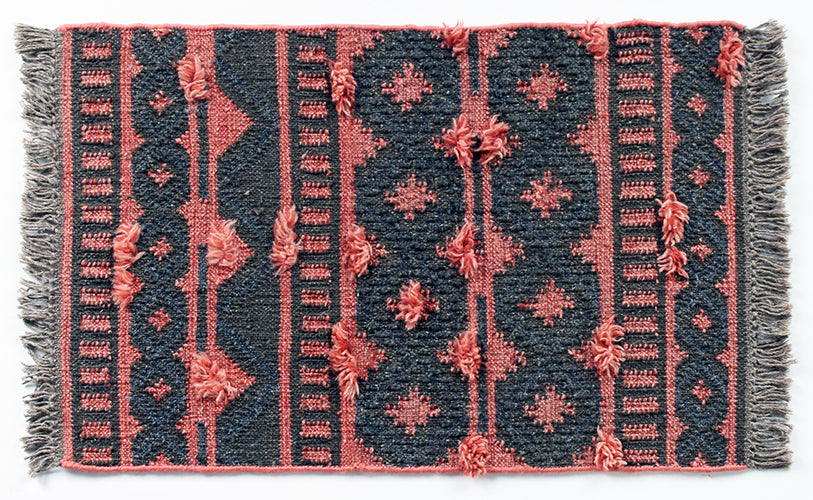 2' X 3' Spice And Charcoal Flat Weave Rug
