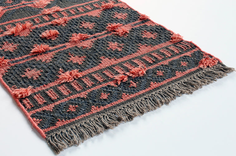 2' X 3' Spice And Charcoal Flat Weave Rug
