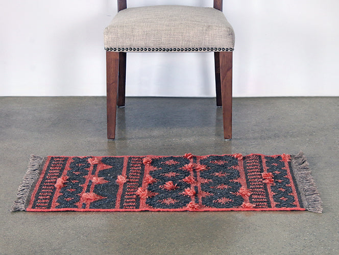 2' X 3' Spice And Charcoal Flat Weave Rug