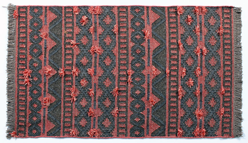 3' X 5' Spice And Charcoal Flat Weave Rug