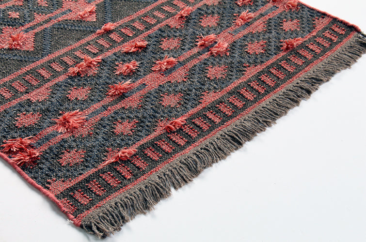 3' X 5' Spice And Charcoal Flat Weave Rug