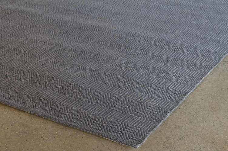 8' X 10' Geometric Grey Flat Weave Rug