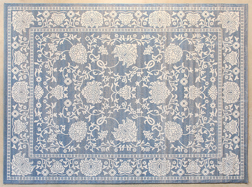 RUG451 - 10' X 13'2  Light Blue And Beige Traditional Rug