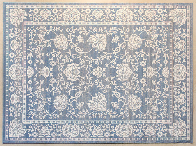 RUG451 - 10' X 13'2  Light Blue And Beige Traditional Rug