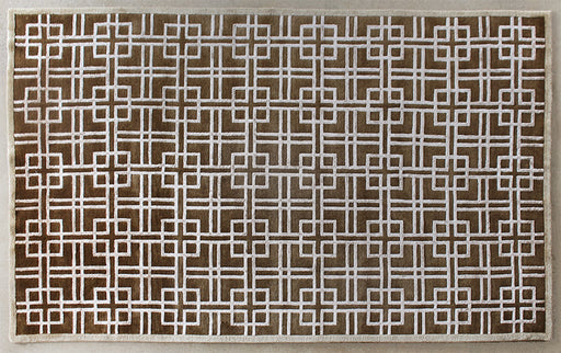 RUG465 - 5'6 x 8'6 Brown And Gold Hollywood Regency Rug