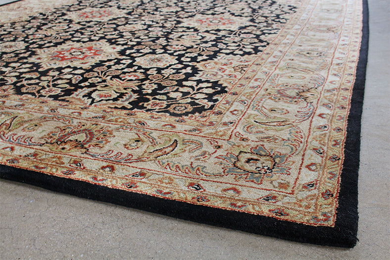 RUG466 - 9'3 x 13' Black & Gold Persian Style Tufted Rug