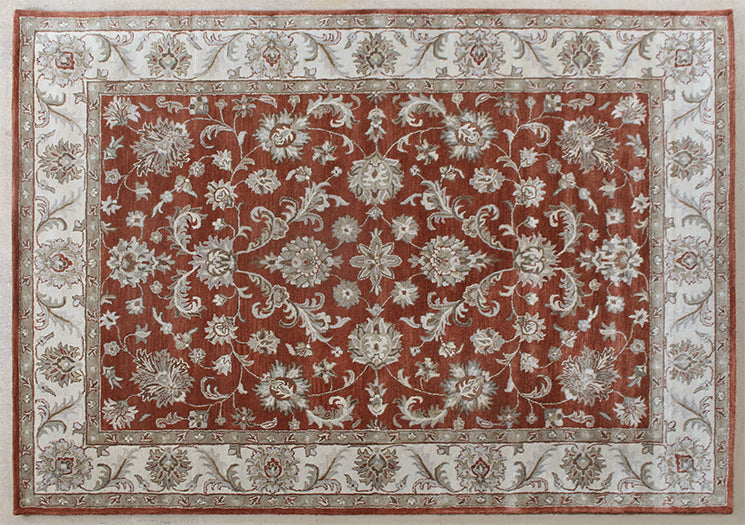 RUG469 - 8' x 11' Rust Indian Style Tufted Wool Rug
