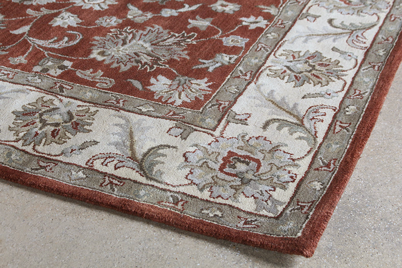 RUG469 - 8' x 11' Rust Indian Style Tufted Wool Rug