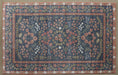 RUG512 - 5' X 7'10" Navy And Rust Botanical Rug 