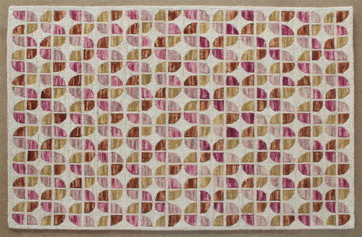 RUG514 - 5' X 7'6" Ivory And Sunset Wool Pile Rug