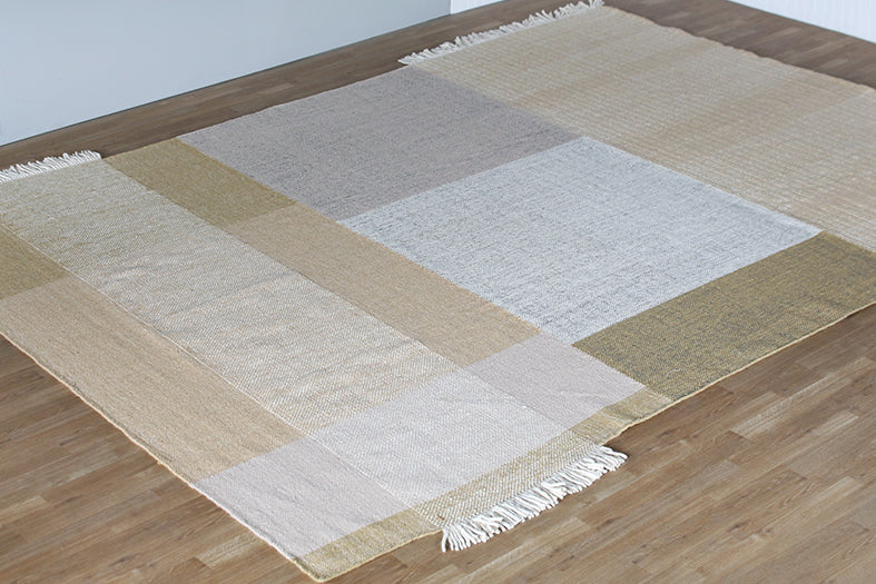 9 X 12 Khaki And Cream Tonal Colorblock Rug