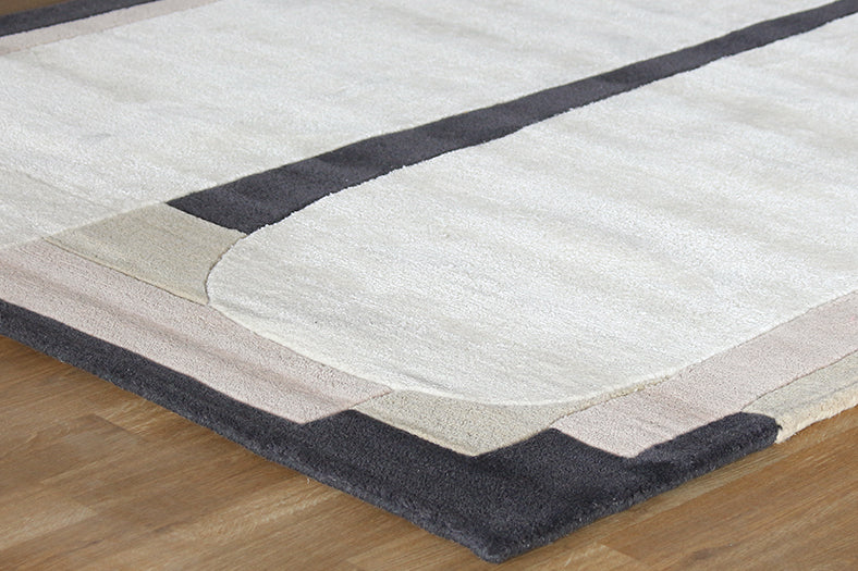 5 X 8 Neutral And Black Abstract Rug