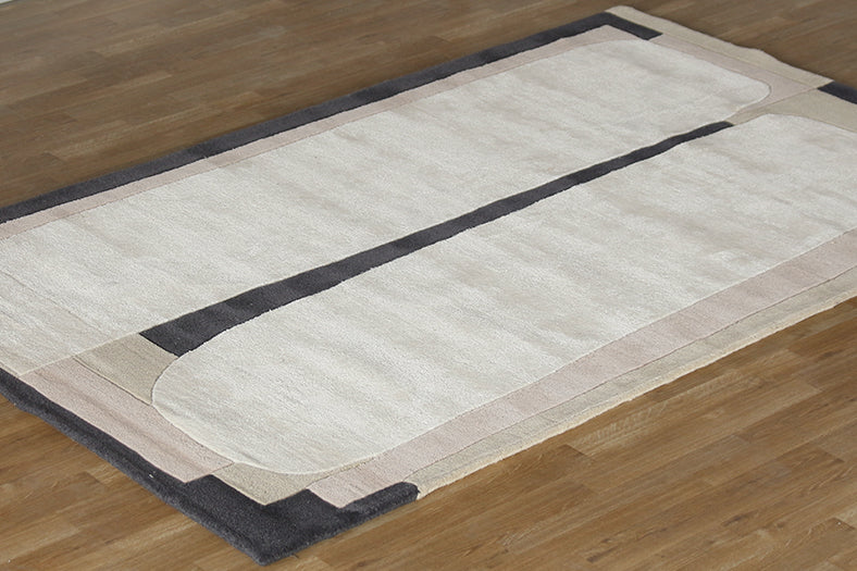 5 X 8 Neutral And Black Abstract Rug