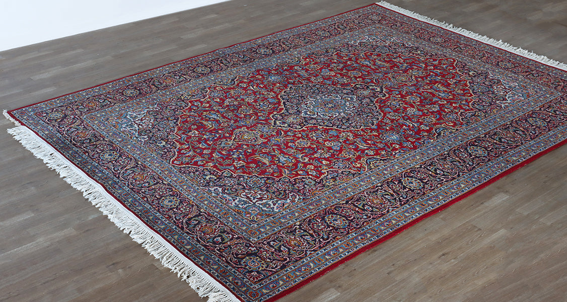 Burgundy Kashan Hand Woven Rug 8'1" X 10'9"