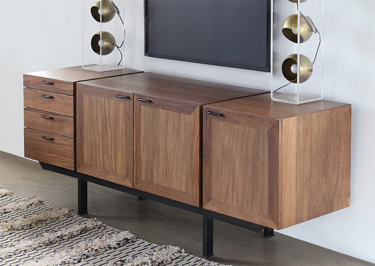 SB47 Danish Modern Media Cabinet with Side Drawers 