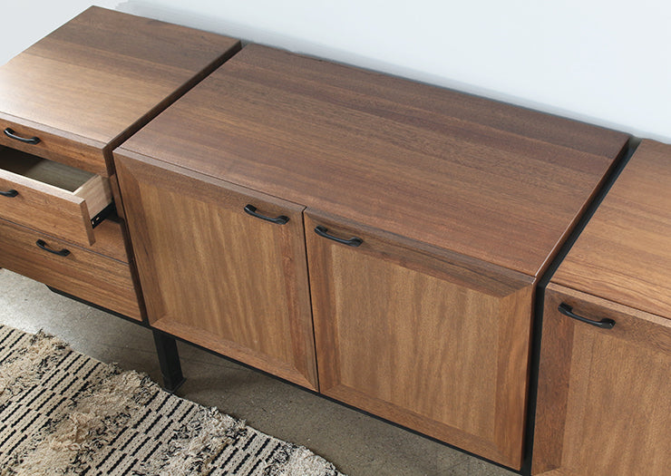 SB47 Danish Modern Media Cabinet with Side Drawers 