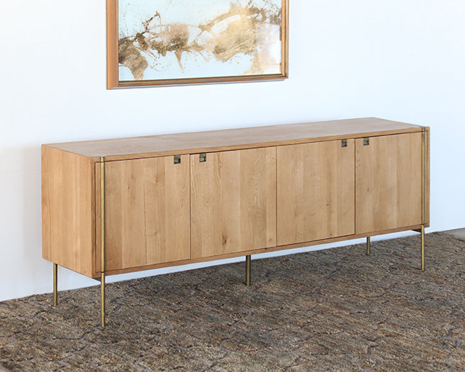 Danish Modern Natural Oak Sideboard With Brass Legs