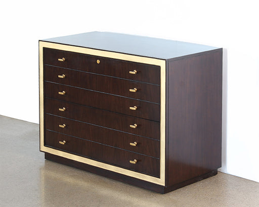 SB70 - Dark Wood Executive Credenza with Gold Accents