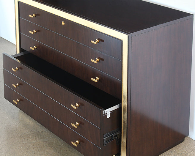 SB70 - Dark Wood Executive Credenza with Gold Accents