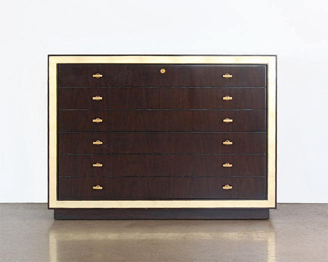 SB70 - Dark Wood Executive Credenza with Gold Accents