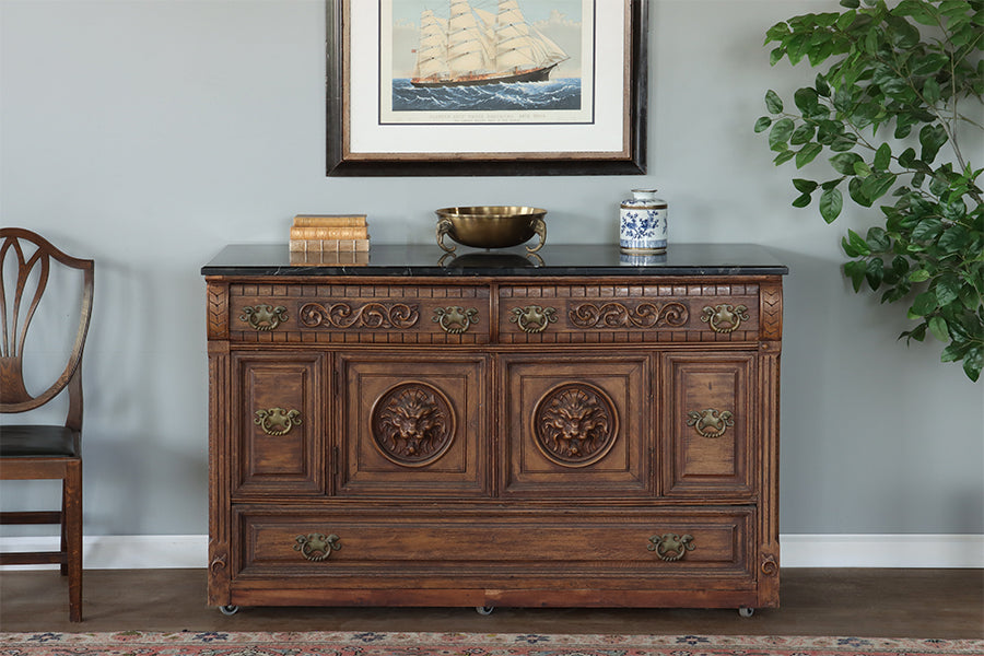 Renaissance Revival Carved Oak Sideboard, Early 20 Century