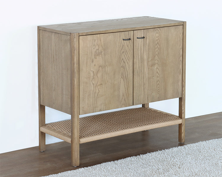 Danish Style Ash Entry Cabinet with Woven Shelf