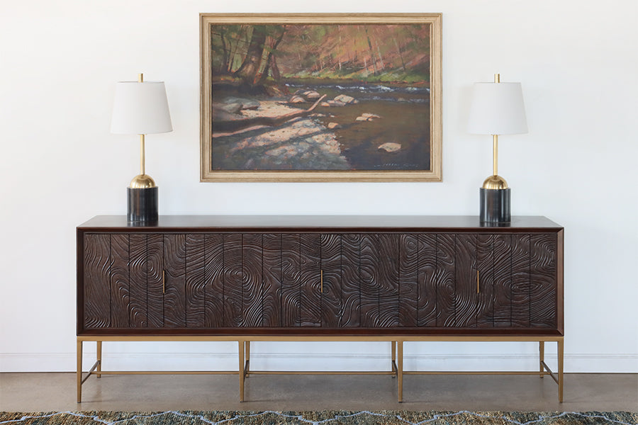 Dark Walnut Sideboard with Faux Bois Pattern