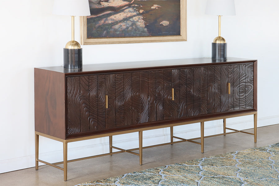 Dark Walnut Sideboard with Faux Bois Pattern