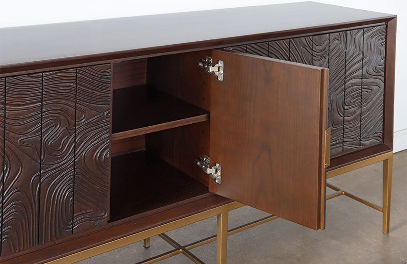 Dark Walnut Sideboard with Faux Bois Pattern