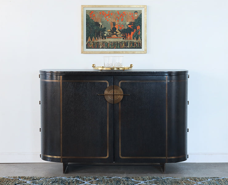 Black with Gold Two Door Cabinet Sideboard