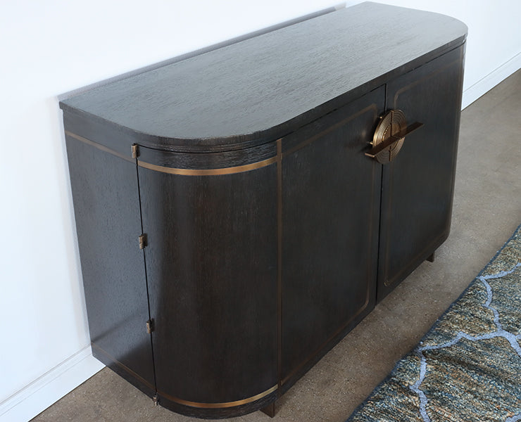 Black with Gold Two Door Cabinet Sideboard
