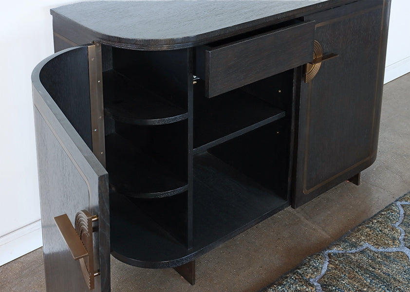 Black with Gold Two Door Cabinet Sideboard