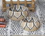 SBASK09 - Set Of 2 Raffia Nesting Baskets With Tribal Pattern