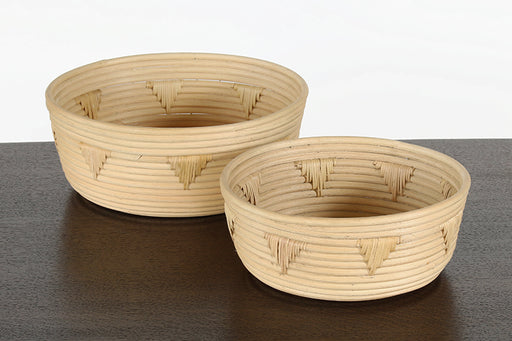SBASK11 - Natuaral Rattan Nesting Baskets WWoven Accents