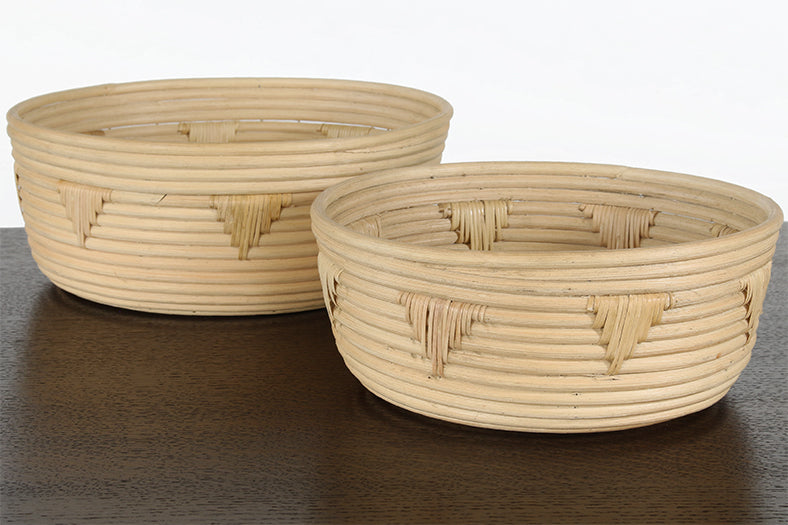 SBASK11 - Natuaral Rattan Nesting Baskets WWoven Accents