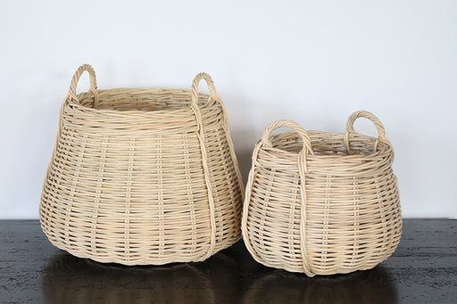 SBASK12 - Set Of 2 Antique Honey Rattan Baskets