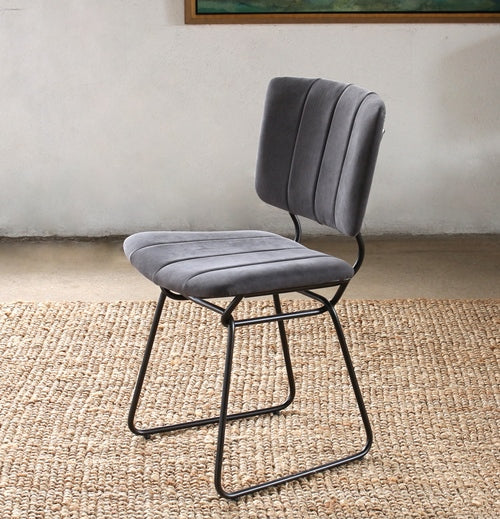 SC141 Grey Canvas Mid-Century Dining Chair with Black Wire
