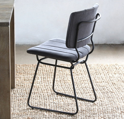 SC141 Grey Canvas Mid-Century Dining Chair with Black Wire