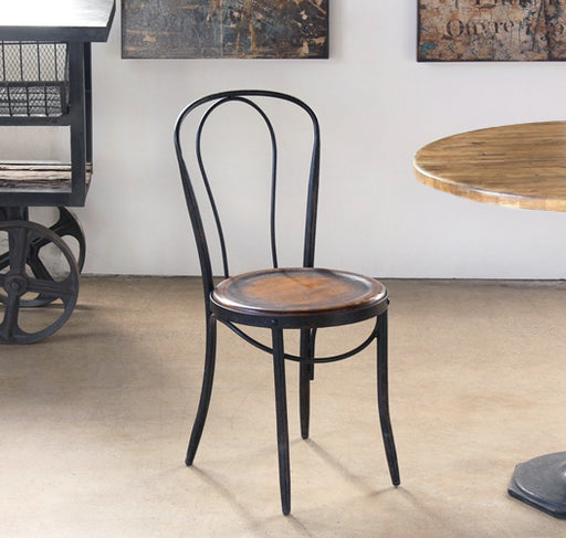 SC146 - Vintage Oak And Metal Bistro Chair 