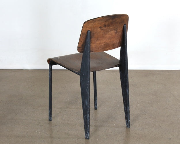 Vintage Black Metal and Reclaimed Wood Side Chair