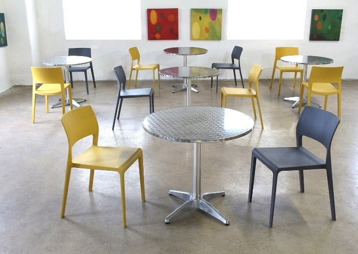 SC159 Molded Plastic Cafe Side Chair in Dark Gray
