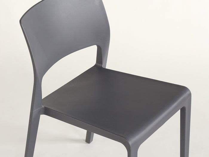 SC159 Molded Plastic Cafe Side Chair in Dark Gray
