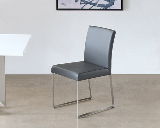 SC174 Gray Leatherette and Polished Stainless Steel Dining Chair