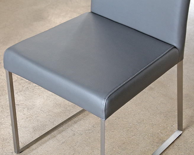 SC174 Gray Leatherette and Polished Stainless Steel Dining Chair