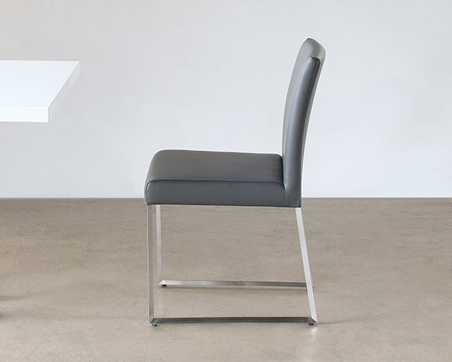 SC174 Gray Leatherette and Polished Stainless Steel Dining Chair