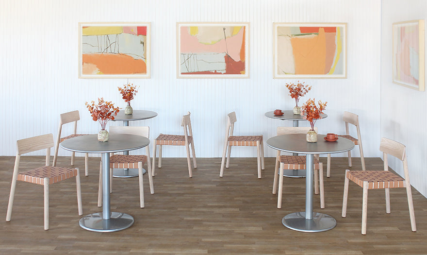 Solid Ash Side Chair With Woven Tan Leather Seat