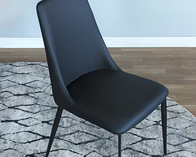 Black Leatherette Side Chair On Black Metal Legs